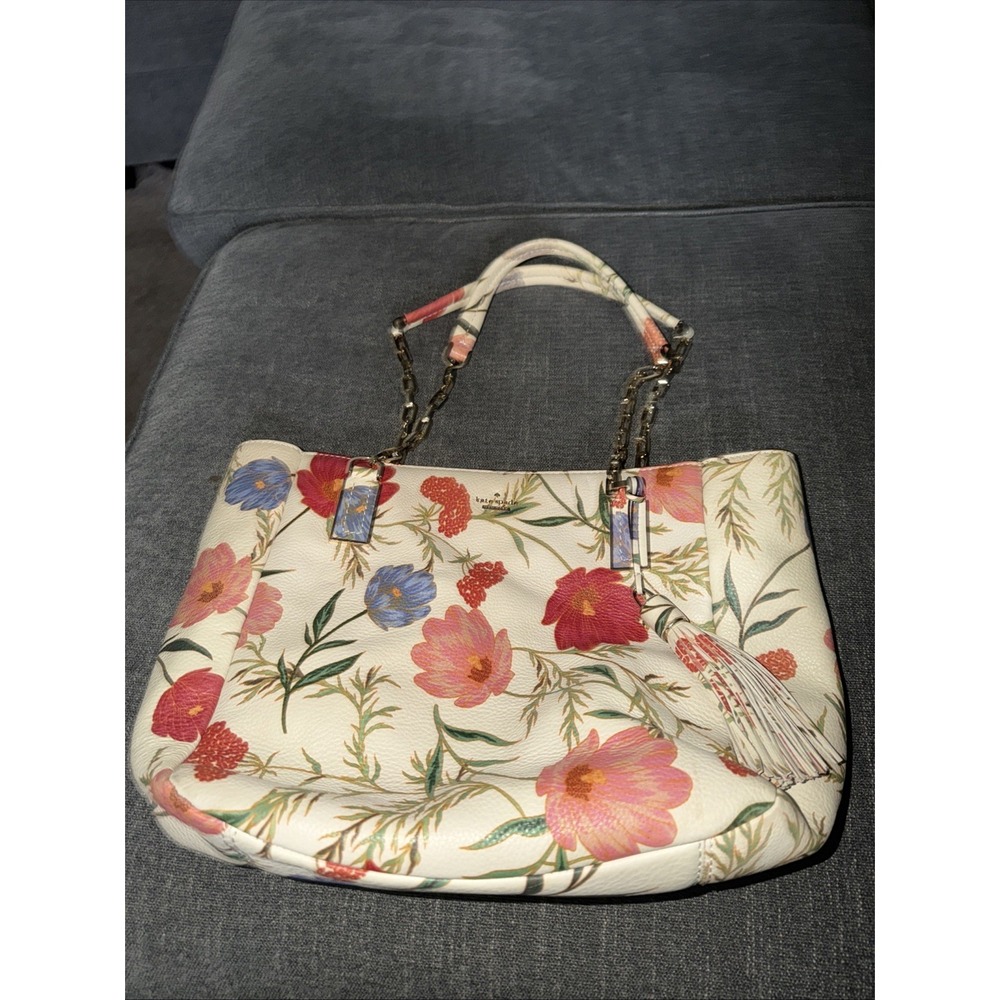 Kate Spade Kingston Drive Blossom Vivian Cream Multi Floral Leather Purse